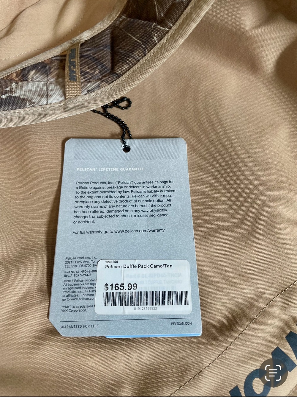 Pelican Tan Duffel/ Backpack with Camo Straps - Picture 10 of 16